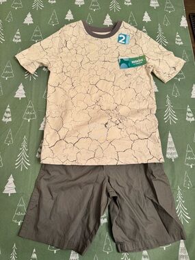 365 Kids Garanimals Boys Size 10 Outfit Set NWT Cream Crackle Shirt Gray Shorts